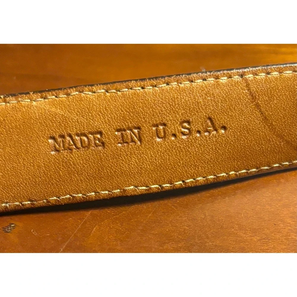 Vintage Brooks Brothers Mens Brown Genuine Alligator Leather Belt Brass USA 36